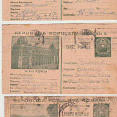 Romania, 3 intreguri RPR carti postale semiilustrate circulate 1953-1954