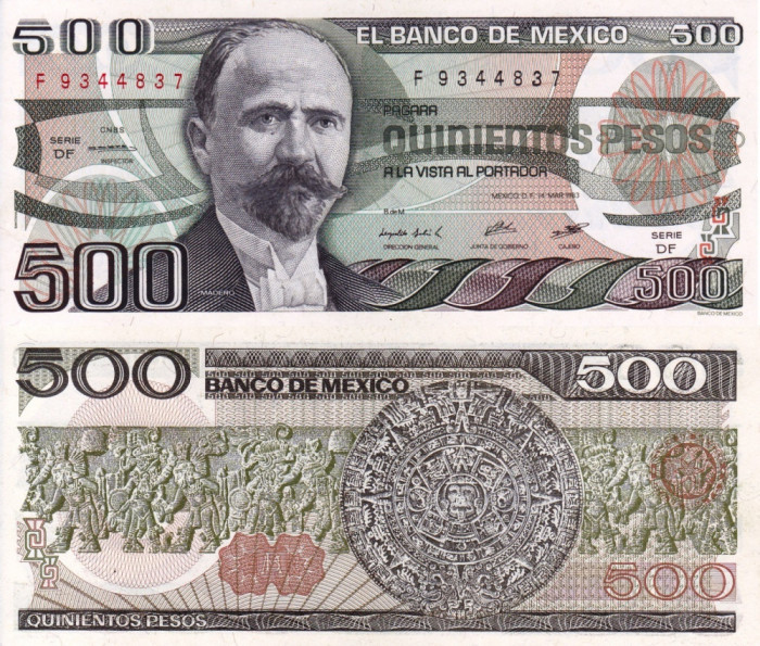 MEXIC 500 pesos 1983 serie DF UNC!!!