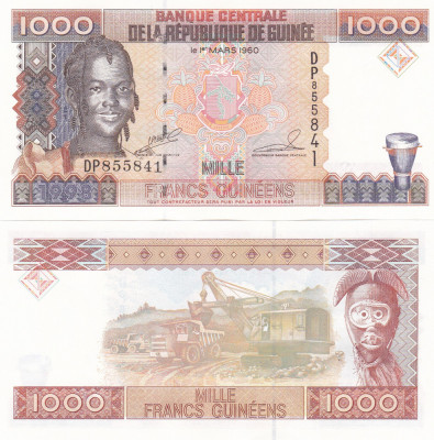 Guineea 1000 Francs 1998 UNC foto