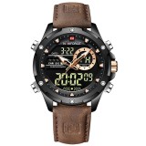 Ceas barbati Naviforce Cronograf Casual Analog Digital Quartz Piele Maro