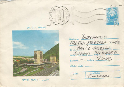 Romania, Piatra Neamt, Vedere, plic circulat, 1974 foto