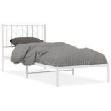 Cumpara ieftin Cadru de pat metalic cu tablie, alb, 90x190 cm