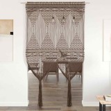 Perdea Macrame Gri Taupe 140x240 cm Bumbac vidaXL - Decor Boem, Separator Camera, Draperie Usa/Fereastra