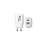 &Icirc;ncărcător Prio Fast Charger 25W PD/PPS, USB-C + QC 3.0, USB-A, Alb, Universal, &Icirc;ncărcare Rapidă