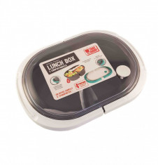 Cutie alimente LUNCH BOX ovala, Alb, 2 compartimente,800 ml foto