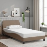 VidaXL Cadru de pat cu tăblie, cappuccino, 100x200 cm, piele ecologică