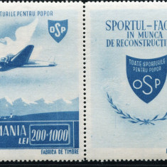 1945 , Lp 176 a , O.S.P. Posta Aeriana cu vinieta - MNH