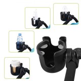 Suport Accesorii Cărucior, Rotativ 360░, Cu Suport Telefon și Pahar, Negru