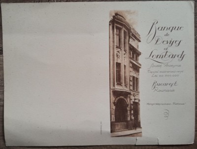 Reclama Banca de Devize si Lombard, Societate Anonima din Bucuresti, litografie foto