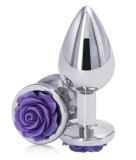Dop Anal Rose Pleasure Medium, Argintiu/Mov, Guilty Toys