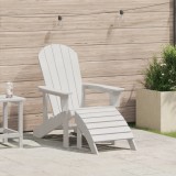 vidaXL Scaun Adirondack cu suport pentru picioare Alb HDPE