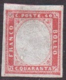 Italy Sardinia 1855 Definitives, King Viktor Emanuel II, 40c carmine, MLH AM.233, Nestampilat