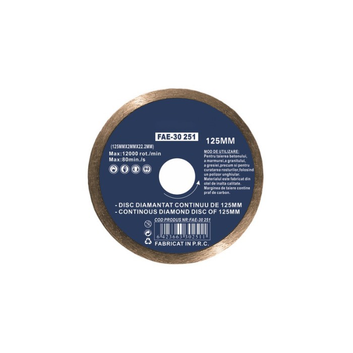 Disc diamantat continuu, 125 mm