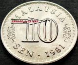 Cumpara ieftin Moneda exotica 10 SEN - MALAEZIA, anul 1981*cod 5325 = UNC + ERORI REVERS AVERS, Asia