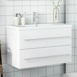 vidaXL Dulap pentru chiuvetă de baie, lavoar &icirc;ncorporat, alb 3278776