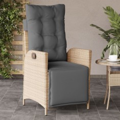 vidaXL Scaun de grădină rabatabil cu suport picioare mix bej poliratan 365285