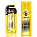 Odorizant auto Aroma Car Aroma Spray Vanilia, spray parfumat lichid in sticla cu atomizor, capac semitransparent colorat, 50ml