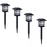 Set lampa solara decorativa pentru gradina, 4 buc, A119-X17,reincarcabila, negru, Oem