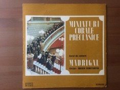 corul de camera madrigal miniaturi corale preclasice disc vinyl lp muzica VG++