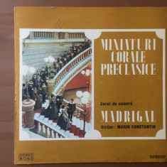 corul de camera madrigal miniaturi corale preclasice disc vinyl lp muzica VG++