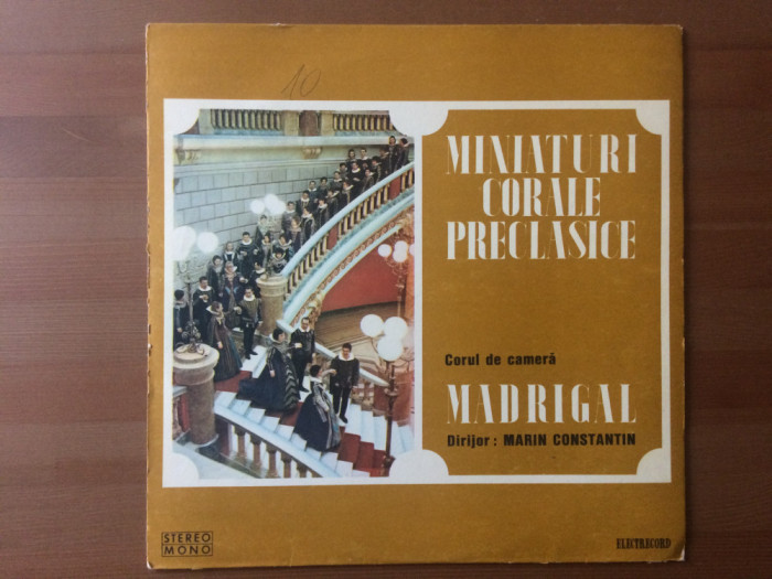 corul de camera madrigal miniaturi corale preclasice disc vinyl lp muzica VG++