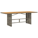 Masa de gradina, blat lemn acacia, gri, 190x80x74 cm, poliratan