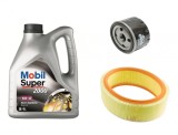 Kit revizie schimb ulei 10W40 4L + filtre Renault Clio II, Symbol I, Kangoo, Megane I benzina 1.4 8v Mobil 512305 MOBIL 10W40 4L + BK10001 + BK10100-2