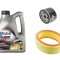 Kit revizie schimb ulei 10W40 4L + filtre Renault Clio II, Symbol I, Kangoo, Megane I benzina 1.4 8v Mobil 512305 MOBIL 10W40 4L + BK10001 + BK10100-2