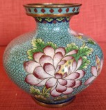 Vaza din alama emailata (Cloisonne). China, anii '80