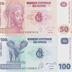 Bancnota Congo 50 si 100 Franci 2007/13 - P97b/98 UNC ( set x2 )