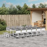 VidaXL Set mobilier de grădină, 17 piese, cu perne, alb, textilenă 3295102