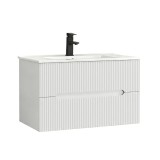 Trent 80 dulap de baie inferior cu chiuvetă ceramică 2 sertare, alb