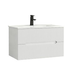 Trent 80 dulap de baie inferior cu chiuvetă ceramică 2 sertare, alb