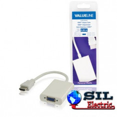 Adaptor HDMI - VGA mama + 3.5mm jack 20cm alb Valueline foto