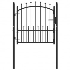 Poarta de gard cu tepuse, negru, 100x100 cm, otel GartenMobel Dekor