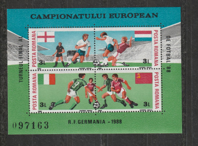Romania 1988 - #1201 Turneul Final al C. E. de Fotbal M/S 1v MNH foto