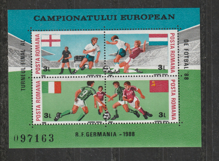 Romania 1988 - #1201 Turneul Final al C. E. de Fotbal M/S 1v MNH