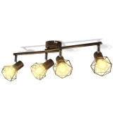 Cumpara ieftin Aplice perete cadru s&acirc;rmă, stil industrial, negru, 4 becuri LED