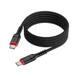 Cumpara ieftin Cablu Date Si Incarcare Hoco Usb-C La Usb-C, Power Delivery 60W, X59 Victory, Lungime 1m, Textil, Negru