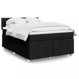VidaXL Pat box spring cu saltea, negru, 140x190 cm, textil