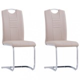 Cumpara ieftin Scaune de bucatarie cantilever 2 buc. cappuccino piele eco