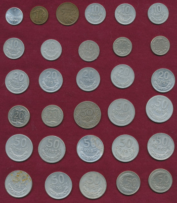 63 monede Polonia + 1 dublură. foto