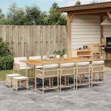Set mobilier de grădină cu perne, 13 piese, bej, poliratan