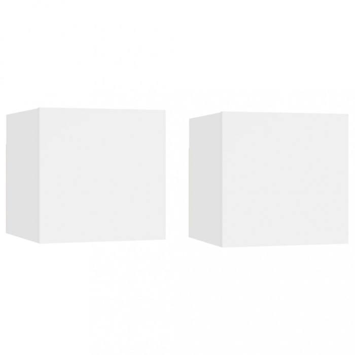 Gossi noptiere, 2 buc., alb, 30,5x30x30 cm, lemn prelucrat