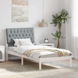 vidaXL Cadru de pat cu tăblie tapițată cu headboard Alb 90 x 190 cm 878858
