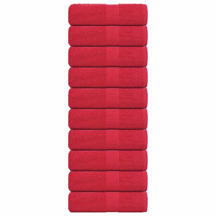 vidaXL Prosoape pentru oaspeți 10 buc Roșu 360 g/m&sup2; 100% bumbac
