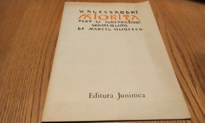 MIORITA - V. Alecsandri - MARCEL OLINESCU (text si ilustratiuni gravate in lemn) - Editura Junimea, 1984, 12 p. foto