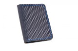 Portcard din piele naturala, lucrat si cusut manual, Orion, Handmade, Bleumarin 3D print, Produs in Romania, Elyk Creation