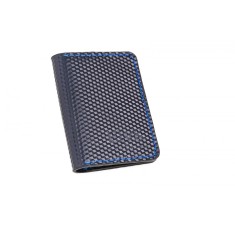 Portcard din piele naturala, lucrat si cusut manual, Orion, Handmade, Bleumarin 3D print, Produs in Romania