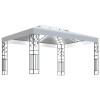Pavilion cu acoperis dublu &amp; siruri de lumini LED, alb, 3x4 m